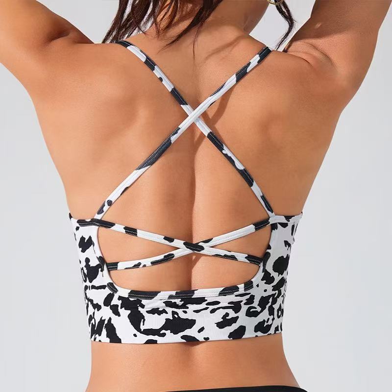 Women's Summer New Cross Thin-Strap Floral Print Daily Sports Bra